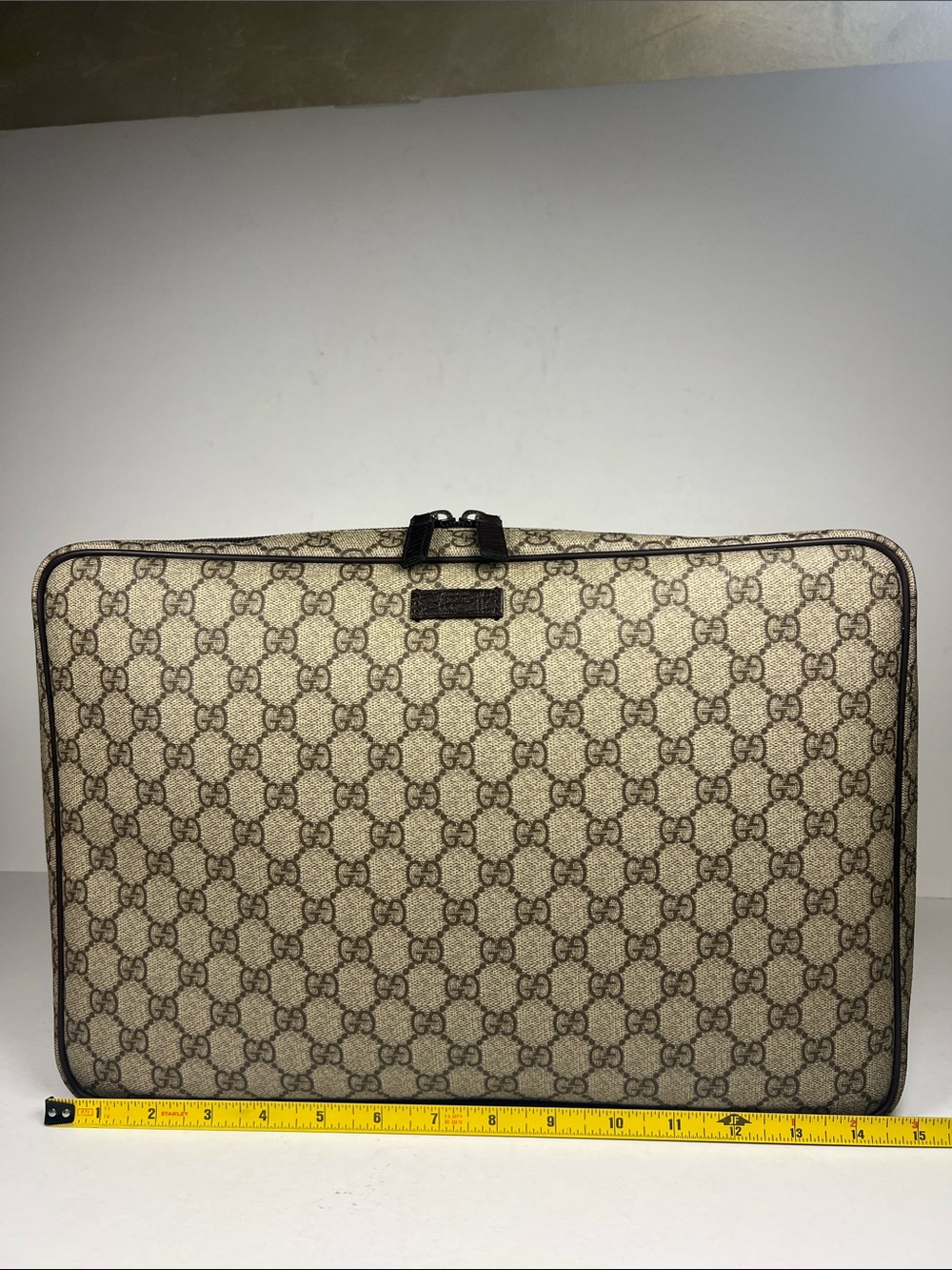Gucci Beige and Brown GG Monogram Portfolio Case